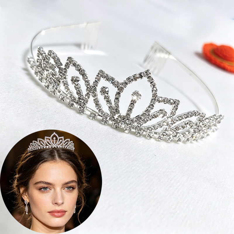 Women'S Vintage Accessories - Серебряная корона с блестящими стразами, свадебная