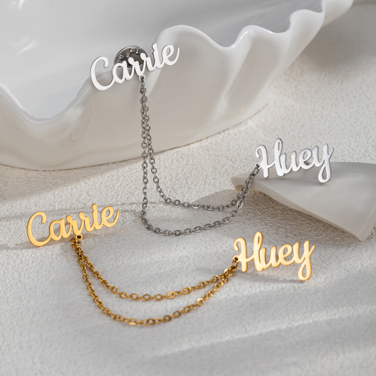 Women Accessories Name - Модные значки-броши с 2 именами на