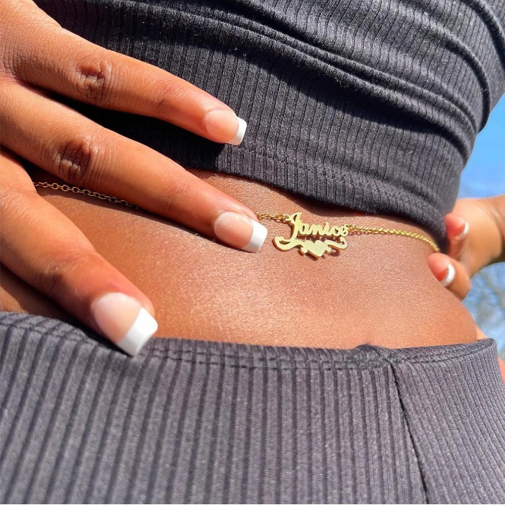 Women Accessories Name - Женская цепочка на талию из нержавеющей